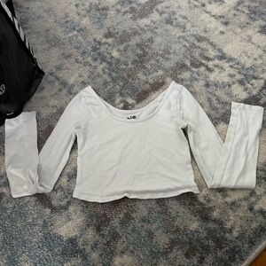 White Long Sleeve Crop Top